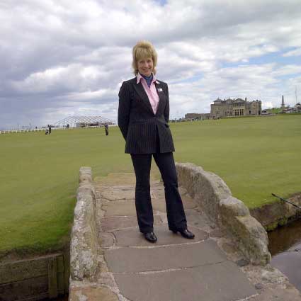 Maggie on the Swilcan Bridge at St. Andrews
